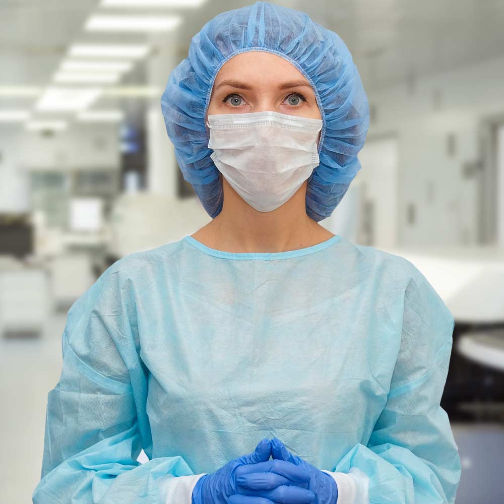 opero Charlotte chirurgicale en non tissé à élastique (bleue)  Mercator  Medical – fabricant de gants et de matériel médical à usage unique